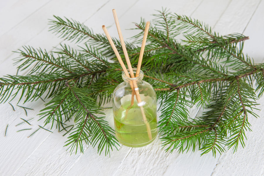 sprig leaves oil jar